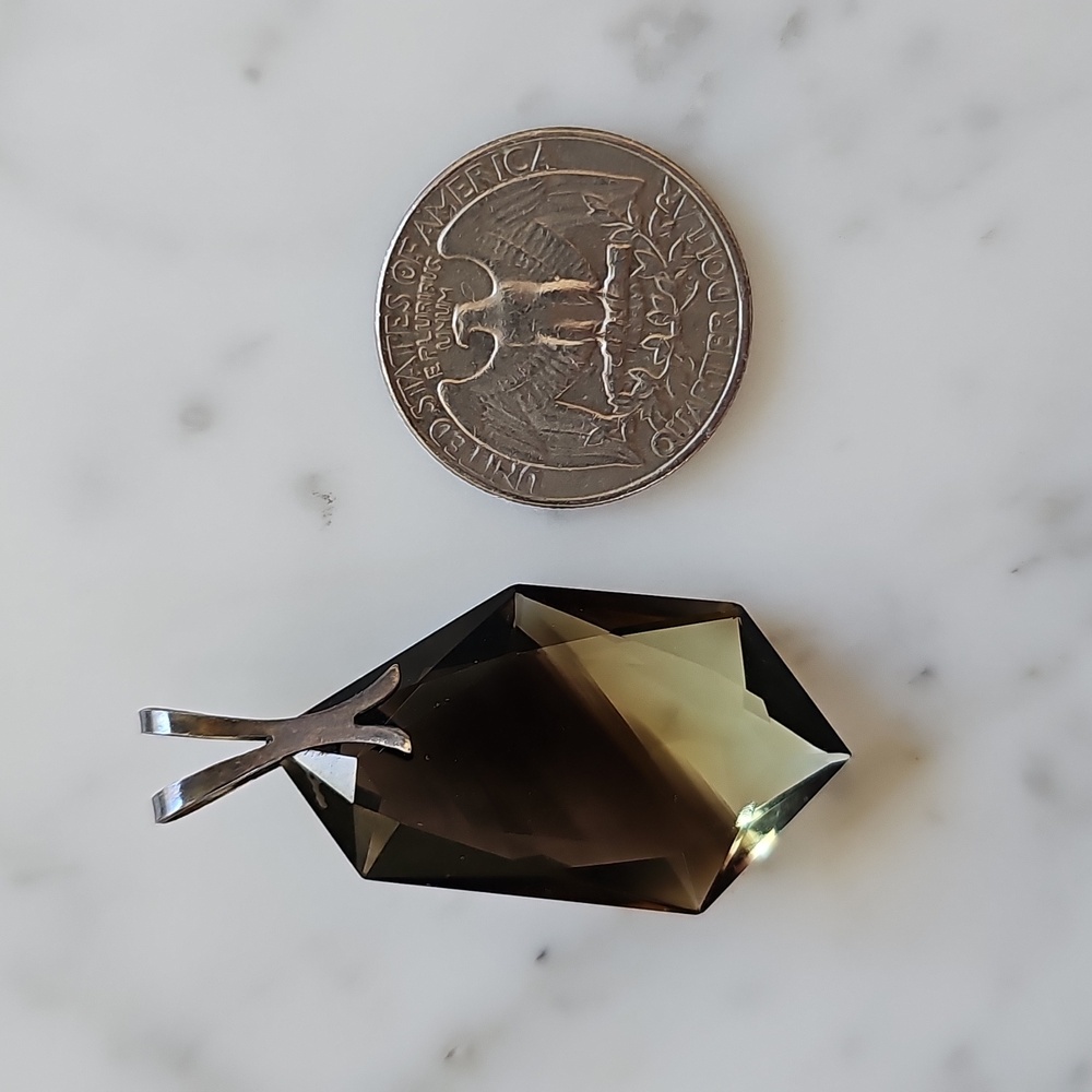 🌺HP🌺Vintage Facet-Cut Smokey Quartz Pendant - Picture 7 of 9